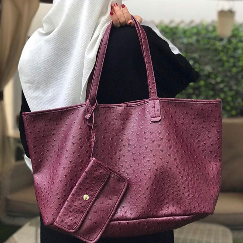 Designer Ostrich Pattern Shoulder Bags For Women 2023 New Trendy Shopping Bag High Capacity Handbags Travel Luxury Hand Bag
