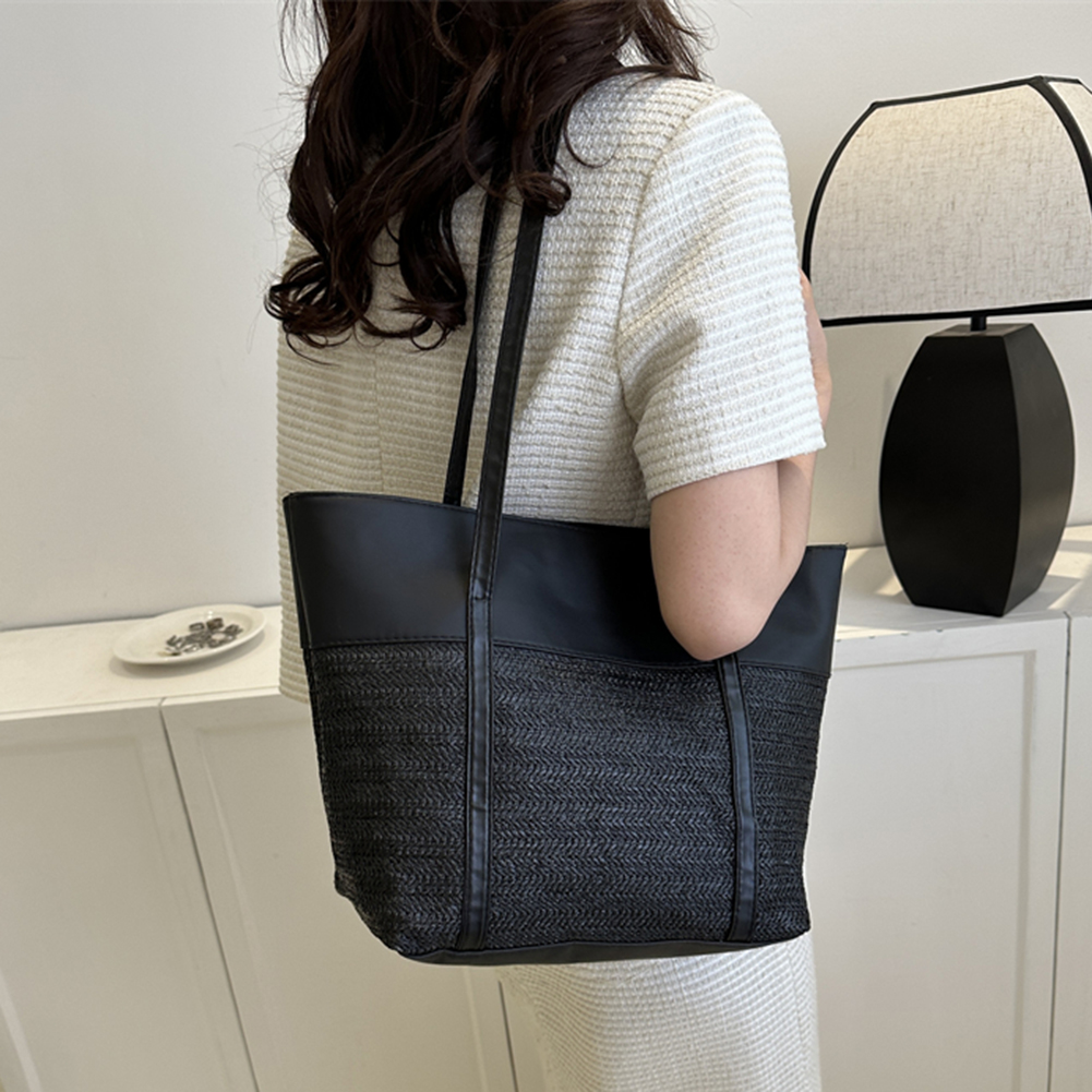 Fashion Rattan Women Shoulder Bags Wikcer Woven Female Handbags Large Capacity Summer Beach Straw Bags Casual Tote Purses 2023