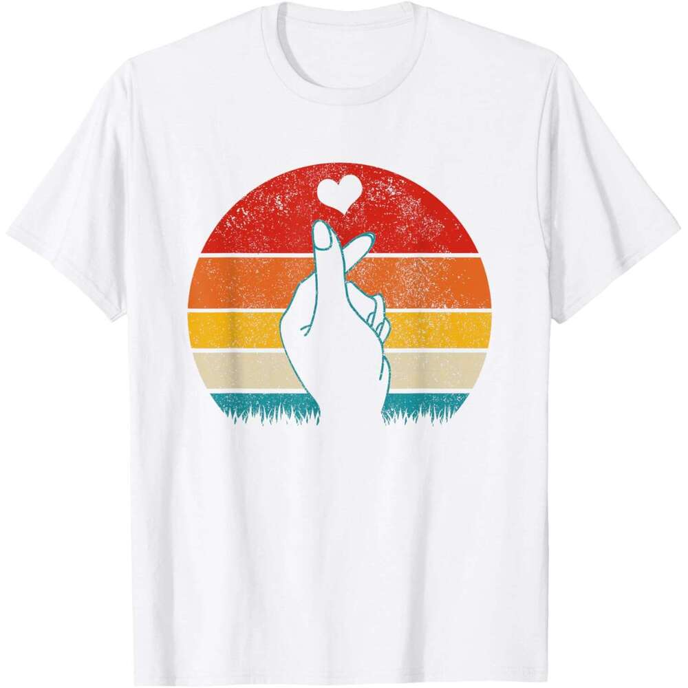 T shirt Mens K-Pop Heart Hand Symbol K-Drama Korean Pop Vintage Fan Gift T-Shirt shirts tshirt graphic tee Casual tops summer clothes Short sleeve Fre