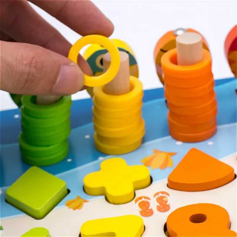 Kids Montessori Math Toys For Toddlers Educational Wooden Puzzle Fishing Toys Count Number Shape Matching Sorter Games Board Toy X260525