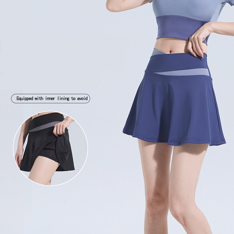 Summer outdoor high-waist sports short skirt breathable anti-slip running fake two yoga tennis culottes