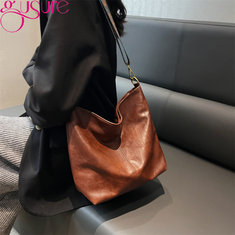 Gusure Fashion Underarm Shoulder Bags For Women Luxury Designer Shopper Tote Travel Crossbody Bag PU Leather Handbags Purse
