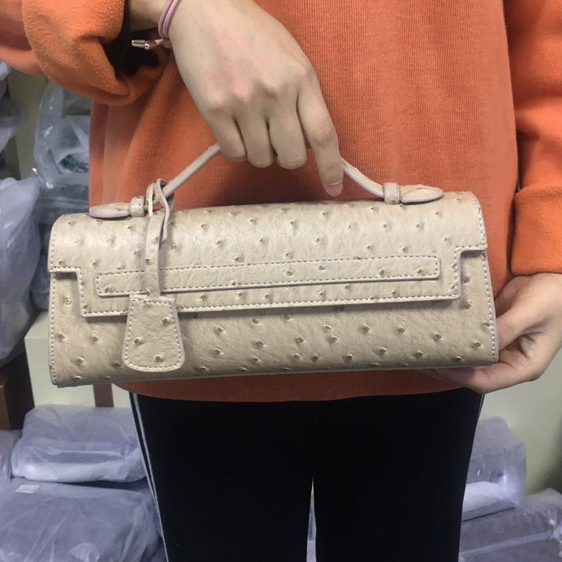 Classic Elegant Ostrich Women Clutch Bag Python Handbags Ladies Tote Bag Fashion Tote Purse Female Messenger Shoulder Bag