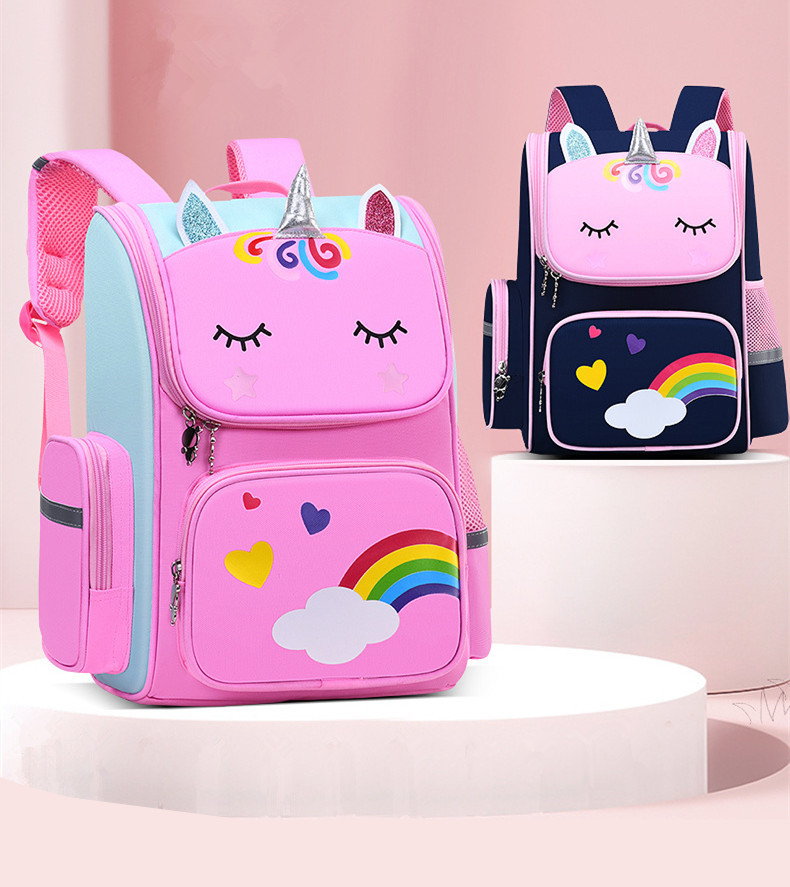 Fengdong children school backpack cute cartoon school bags for girls luminous pink book bag primary school student backpack