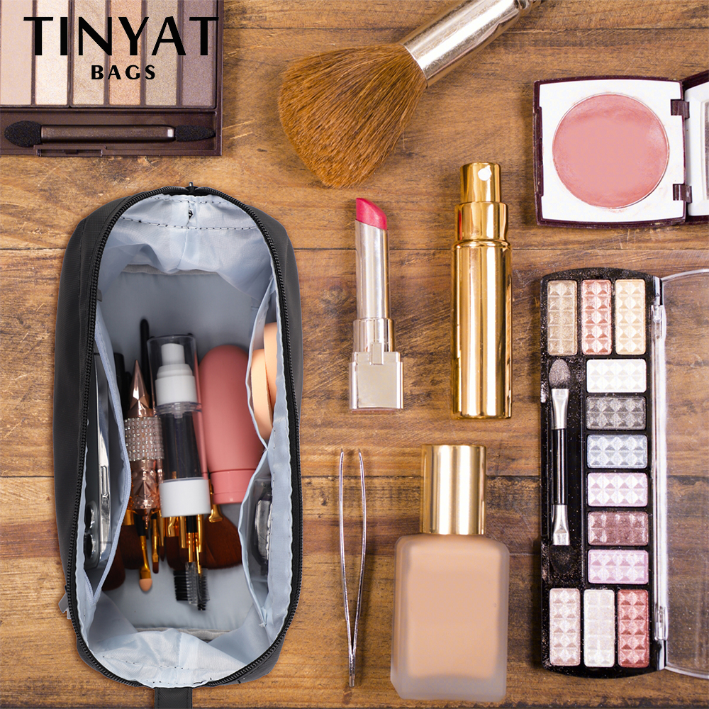 Tinyat Polyester Men Business Portable Cosmetic Bag Hanging Waterproof Wash Pouch Storage Bag Toiletries Organizer Women Travel