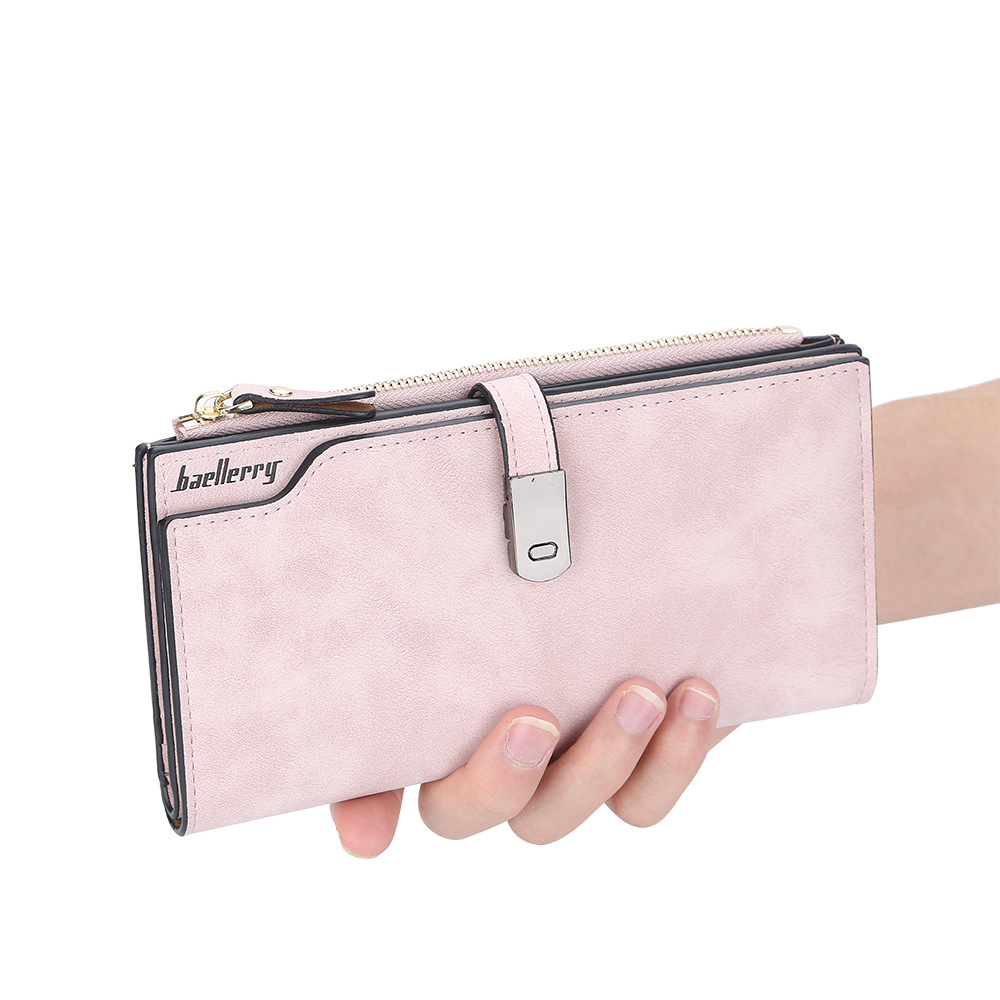 2024 Luxury Brand Women's Wallet Fashion Long Multi-Card Wallets Trendy Nubuck Leather Coin Purse Retro Solid Color Card Holder