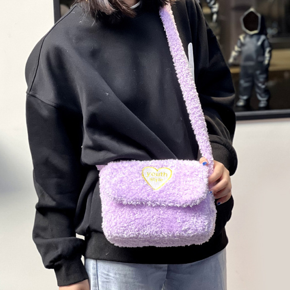 2023 New Plush Fabric Women's Shoulder Crossbody Bag Small Fashion Lambs Wool Fluffy Fur Winter Female Bag Designer Handbags