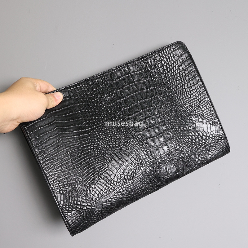 New crocodile pattern men's and women's handbag Korean version men's bag casual envelope bag iPad bag file bag trendy handbag