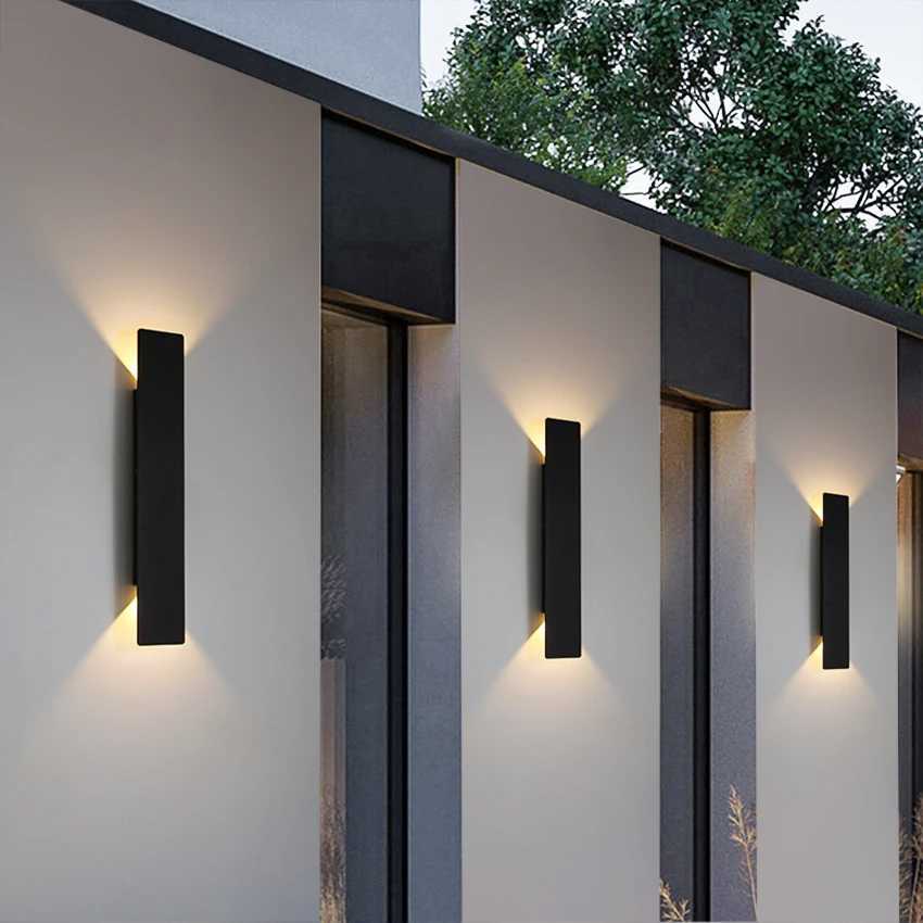 Outdoor Waterproof Wall Lamps Strip Aluminum Wall Lights 18W LED Black Wall Lamp Bedroom Exterior Outdoor Lighting FixturesM240731
