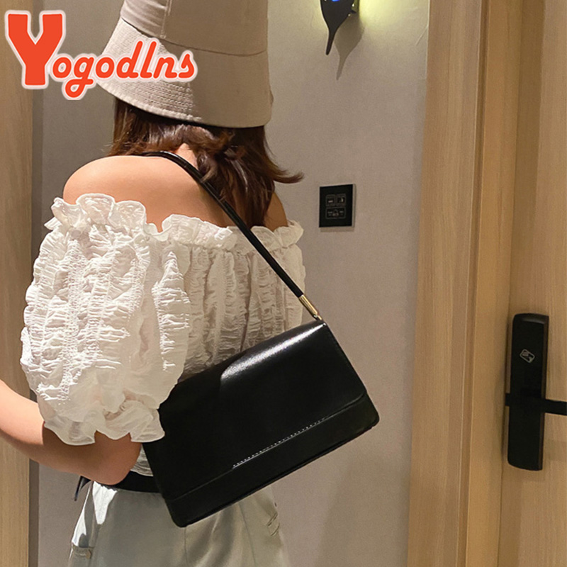 New Simple Shoulder Bag For Women PU Leather Armpit Bag Solid Color Lady Handbag Casual Girls Small Square Bag sac