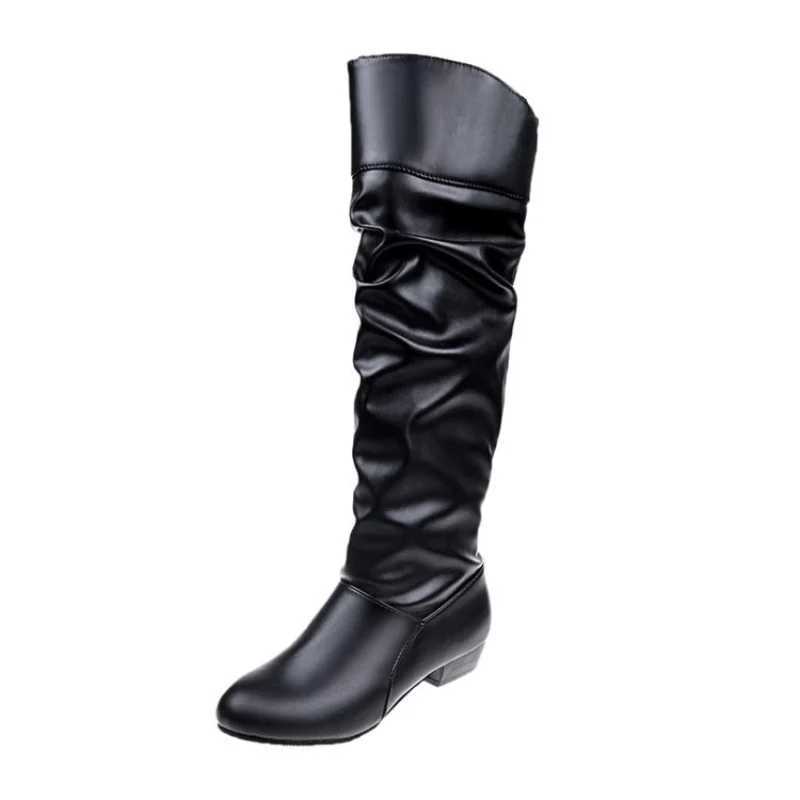 High Quality Autumn and winter new knee high boots warm designer high heels black high boots warm leather boots size 35-43 Botas De Mujer T241206