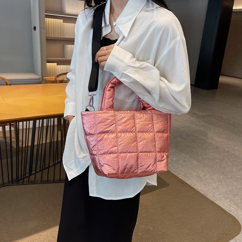Women Fashion Quilted Down Handbags 2023 Autumn Winter New Top-handle Bags Girls Casual Tote Ladies Cotton Padded Shoulder Bag