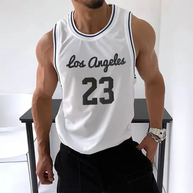 23 Vest Sports Summer Men s Gyms Mesh Tank Tops Fitness Workou Joggers Sleeveless T-Shirt Male Basketball Training Fashion