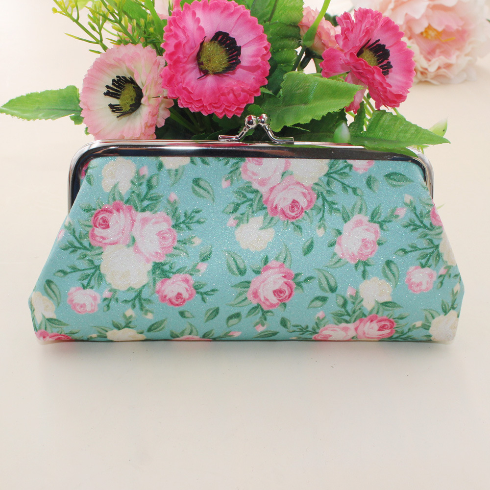 Women's Wallet Flower Printing Canvas Coin Purse Ladies Lipstick Storage Cosmetic Bag Organize Card Holder Vintage Money Bag
