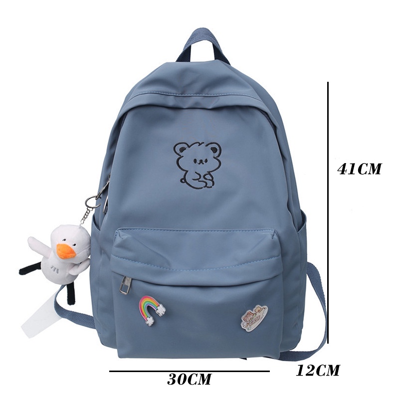 Black Nylon Backpacks for School Teenagers Girls Cute Cartoon High SchoolBag Women Bookbag Korean Casual College Style 2022