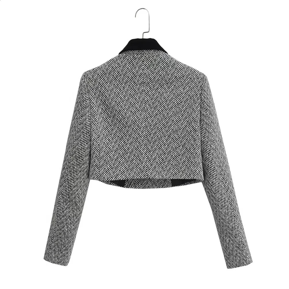 UNIZERA AutumnWinter Womens Fashion Edition Short Herringbone Pattern Wool Set Jacket 240827