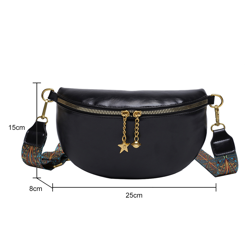 Fashion Women Fanny Pack Wide Strap Vintage Crossbody Bags Female Waist Purse Zipper Portable Leather Waist Bag Shoulder Bag