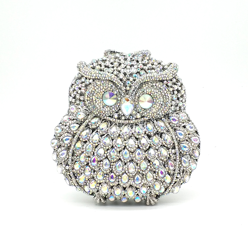 Fashion design clutch women evening party bag diamonds owl bird shape crystal purses bridal wedding party crystal clutches