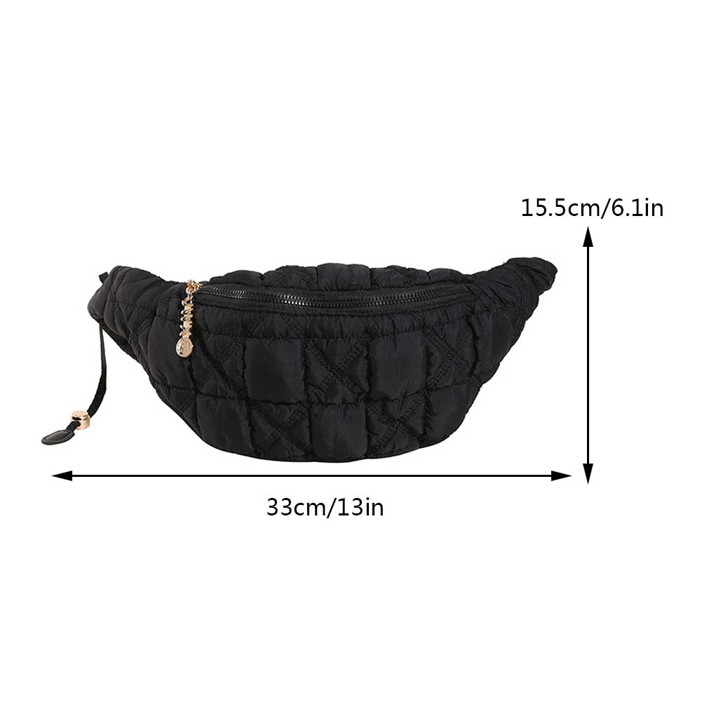 Quilted Ruched Women's Waist Bag Large Capacity Chic Satchel Bags Solid Color Cotton Chest Bags Pleated Puffer Ladies Fanny Pack