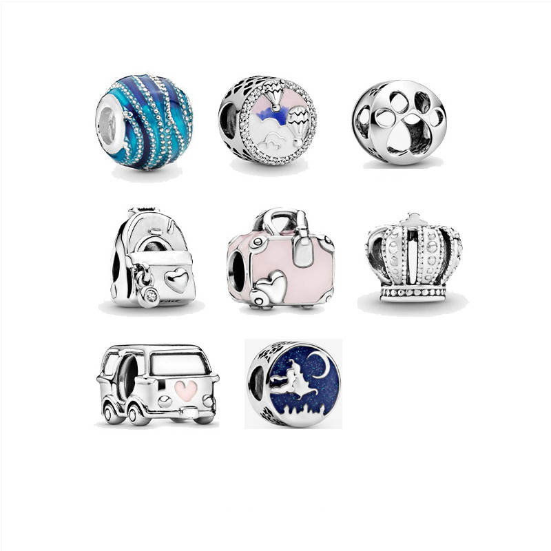 Crown Crystal Charms Bracelet For Women Silver Beads Fit Bracelet Jewelry Making Mother Is Valentine Day Gift