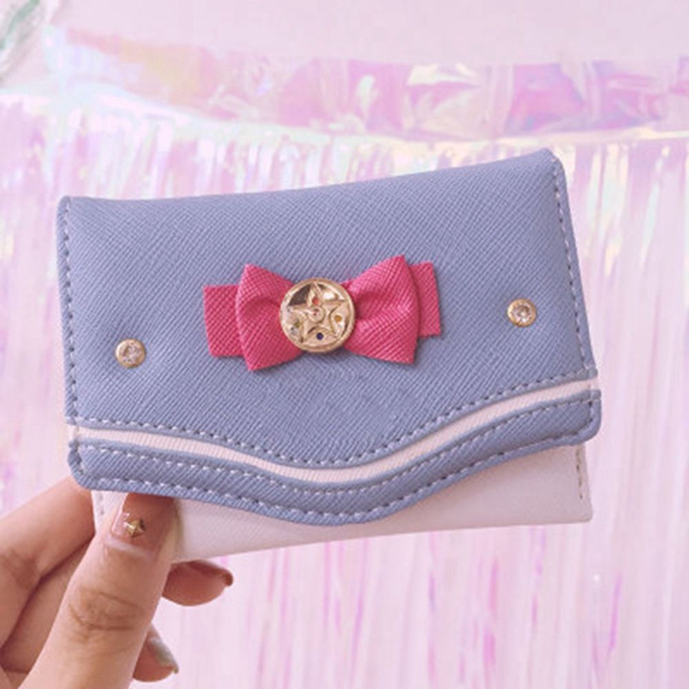 Women Short Wallet Candy Color Bow Knot Clutch Purse Fashion Girl Sailor Moon Wallet Handbag Card Coin Bag New Popular