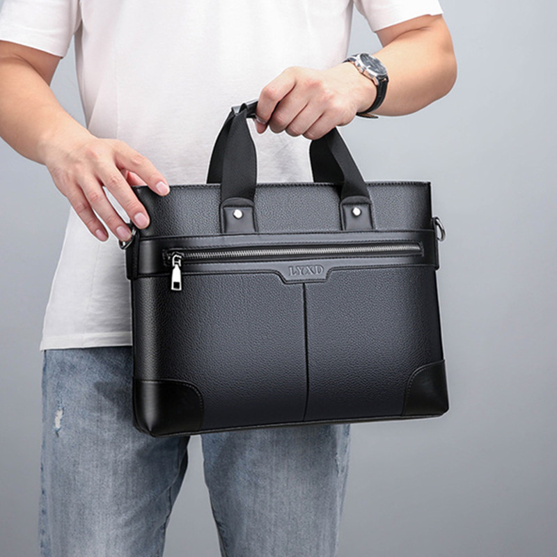 Business Leather Men's Briefcase Fashion Man Handbag Office Male Shoulder Messenger Bag 14" Laptop Bag