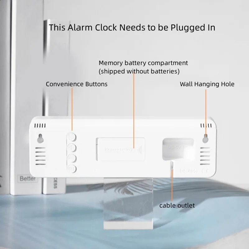 9 Inch Large Digital Wall Clock USB Powered TEMP Humidity Week Auto Dimmer DST Table Clock 12/24H Electronic LED Alarm Clock 240802