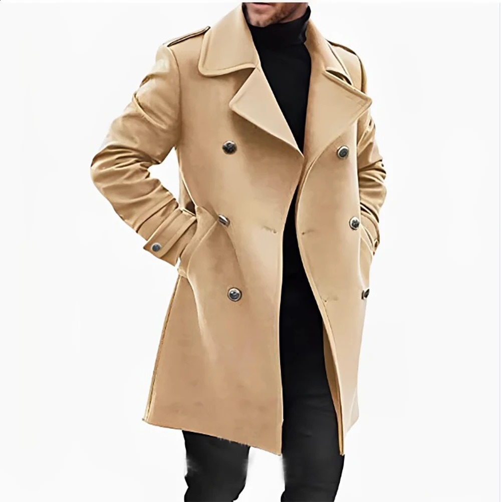 2024 mens upgraded woolen coat for autumn and winter warmth thickened windbreaker y240906