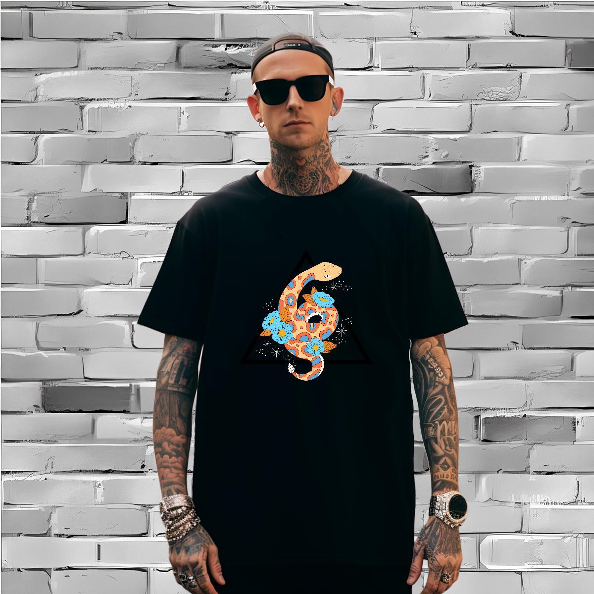 T-Shirts 100% Cotton 230g snake Sports Casual O-Neck Short Sleeve Custom Anime Men Tees Stylist Loose Fit Wear