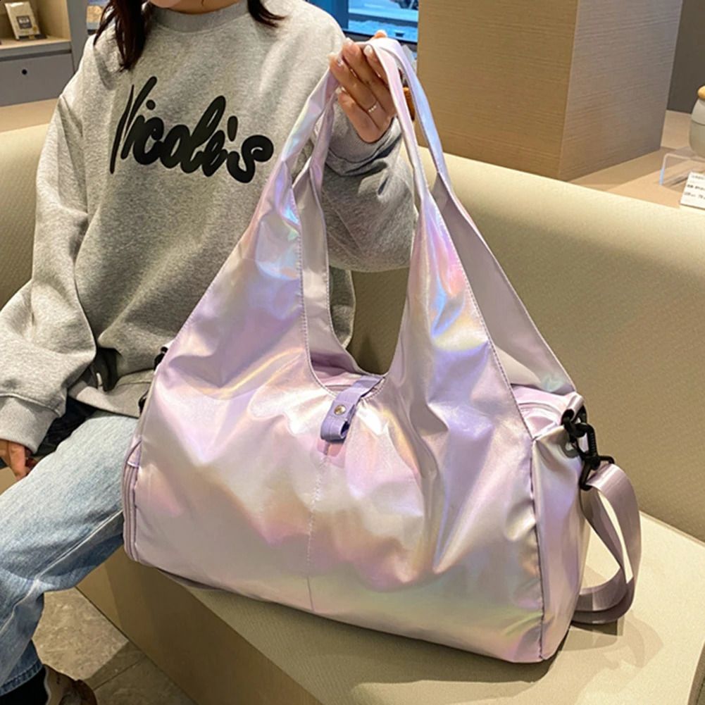 Fashion Female Yoga Sports Bags Girl Pearlescent Handbag with Shoe Storage Large Capacity Waterproof Travel Dance Tote Crossbody 240802ZY