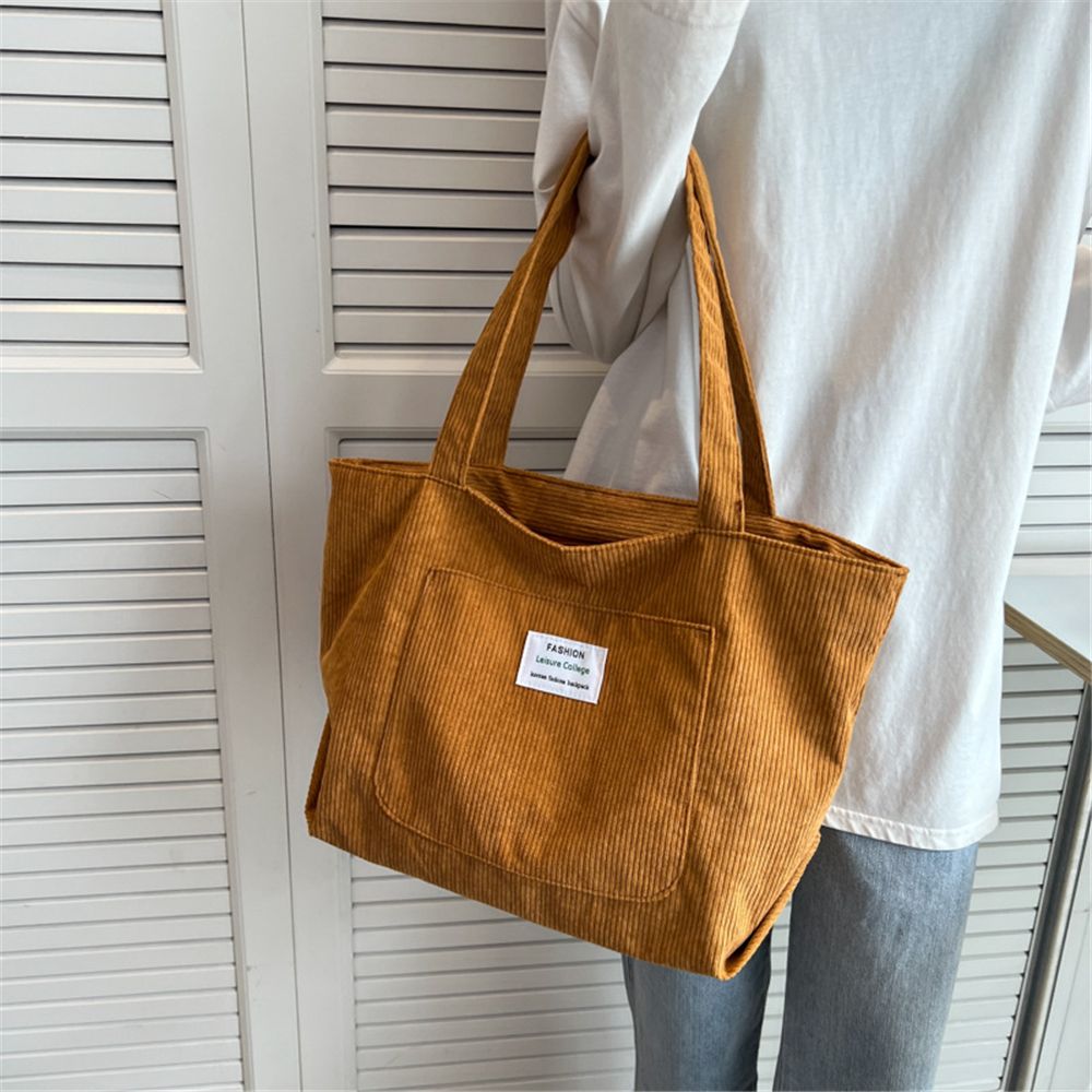 Autumn Winter Corduroy Totes Bag Women's Large Capacity Shoulder Bag Fashion Vintage Solid Color Handbags