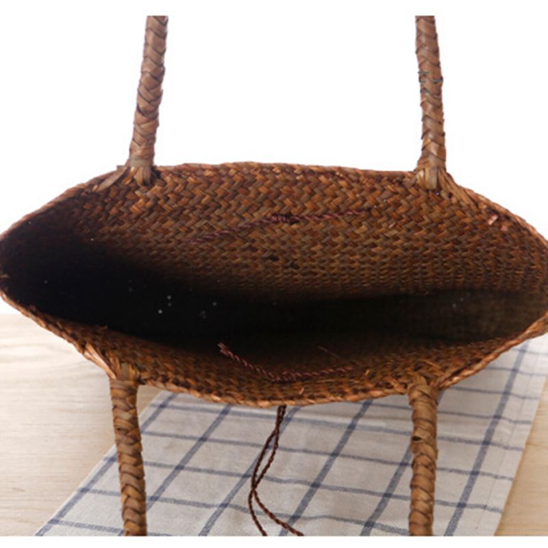 Handmade Women Handbag Summer Straw Beach Bag Bamboo Woven Female Shoulder Bag Bohemian Rattan Large Capacity Tote Dropshipping