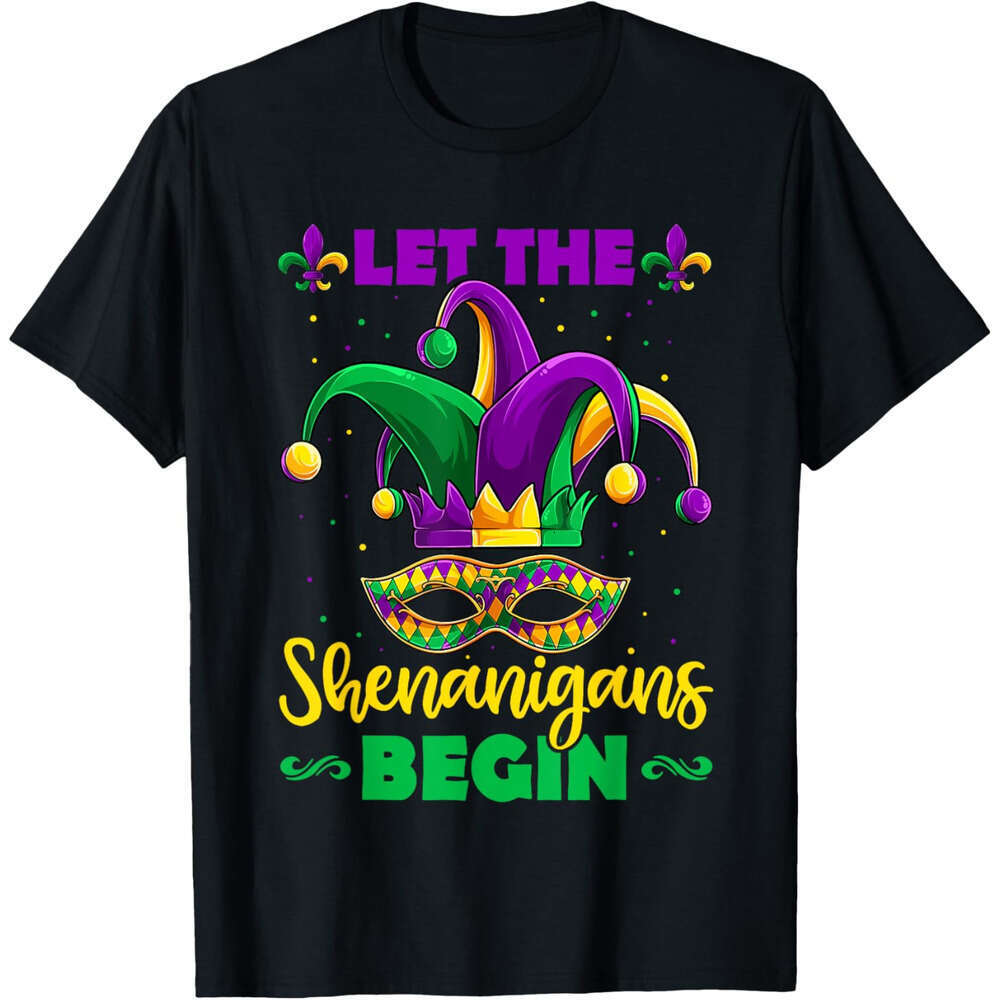 T shirt Mens Let The Shenanigans Begin Mardi Gras Kids Men Women T-Shirt shirts tshirt graphic tee Casual tops summer clothes Short sleeve Free shippi