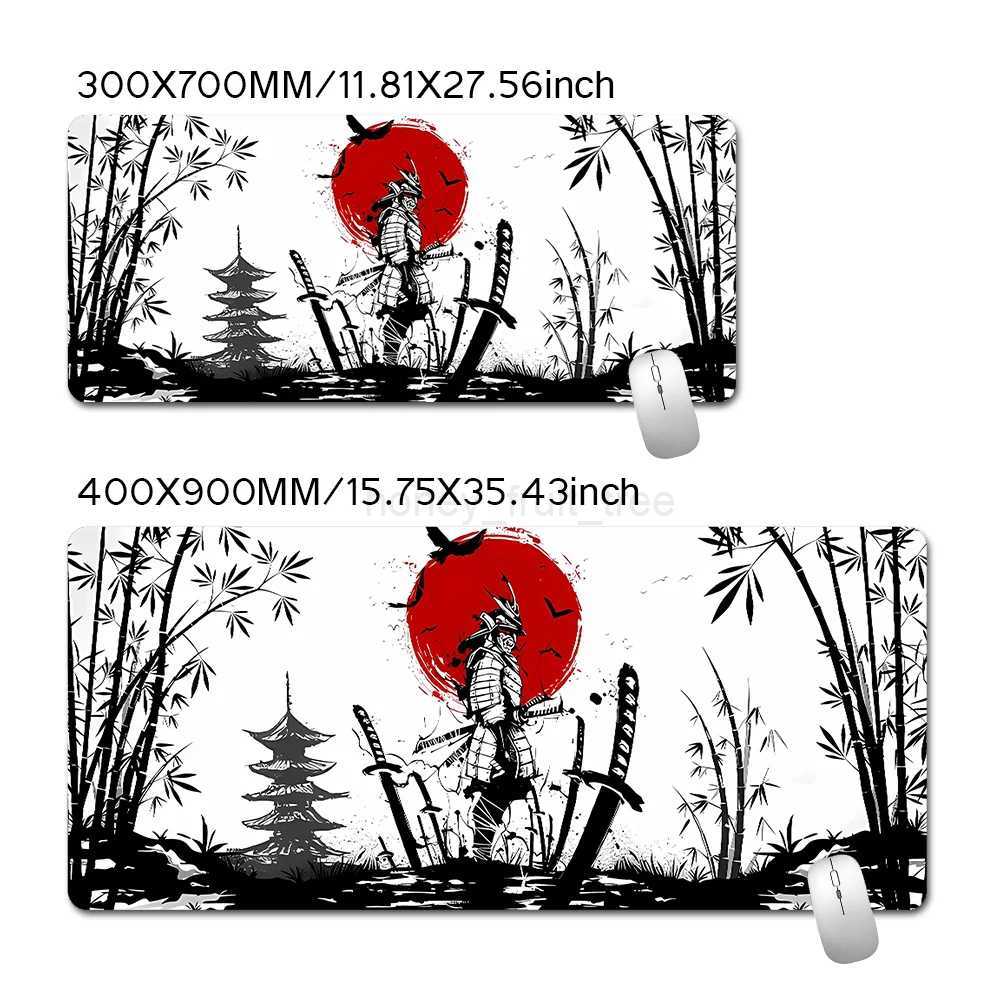 Samurai Warrior Mouse Pad Gamer Computer Accessories Keyboard Table Mat Black Mousepad Company Gaming Laptop Desk Accessory PcM240802