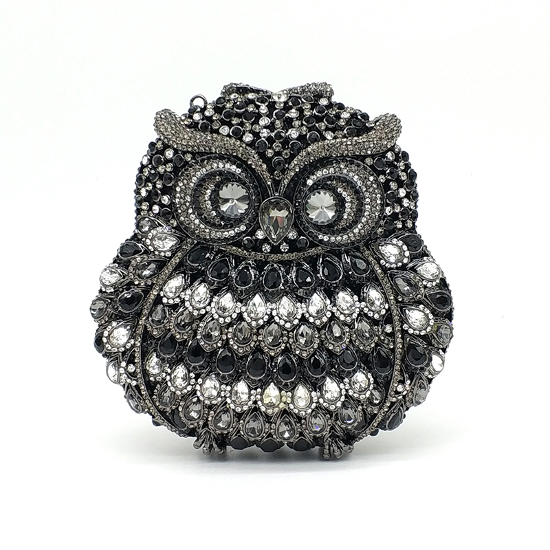 Fashion design clutch women evening party bag diamonds owl bird shape crystal purses bridal wedding party crystal clutches
