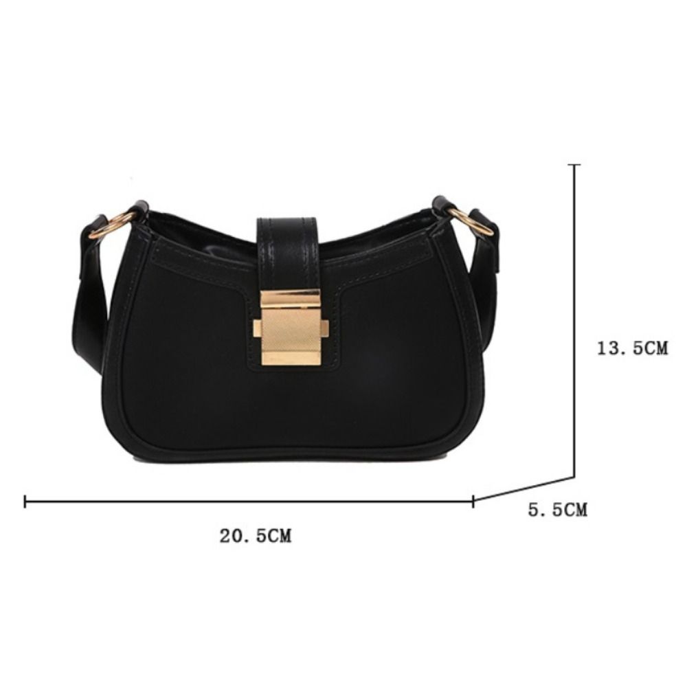 Vintage Trendy Ladies Underarm Shoulder Bag Solid Color Lacquer PU Leather Handbag Fashion Simple Female Purse