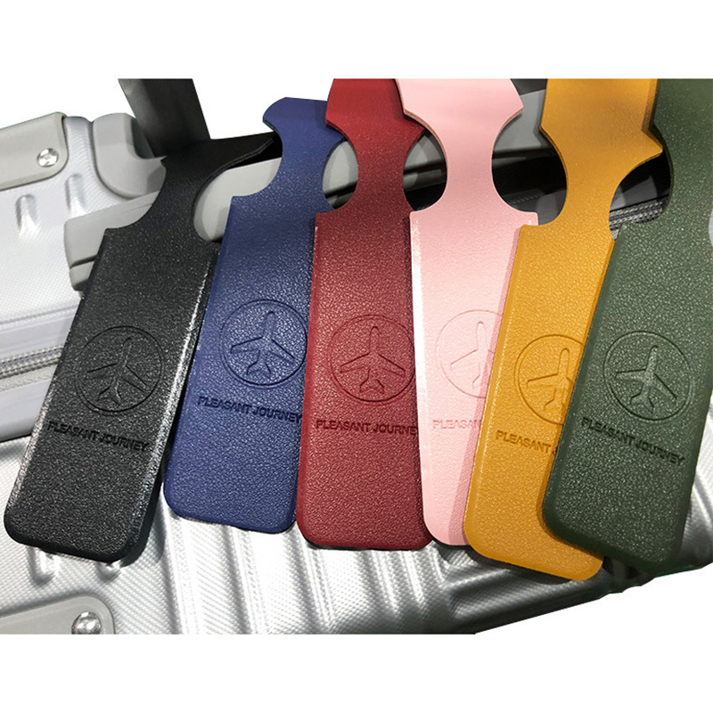 2PC PU Leather Lage Portable Suitcase Identifier Label Baggage Boarding Bag Tag Name ID Address Holder Travel Accessories