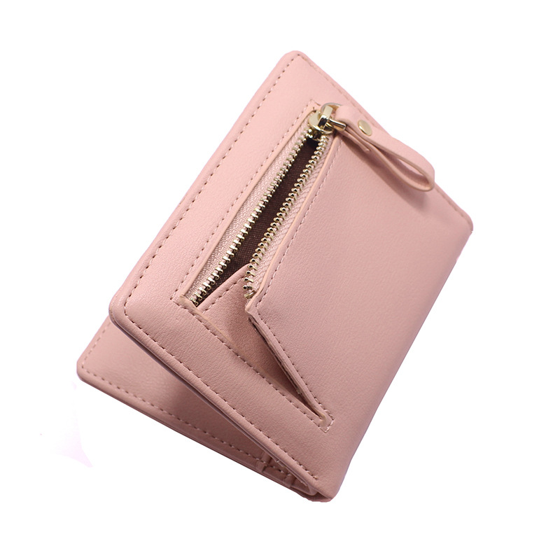 Women's simple letter bifold short wallet, thin solid color versatile credit card holder, casual and fashionable clutch