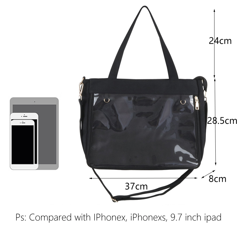 Big Ita Bag Red with Insert Japanese Cute Clear Women Double Straps Girls Kawaii Transparent Shoulder Lolita Blue ItaBag H234