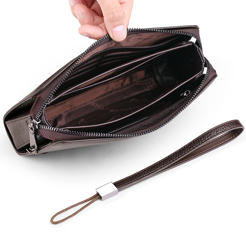 WILLIAMPOLO lock Wallet Genuine Leather Mens Clutch Wallet With Coded Lock Men Wallet Business Man Clutch Purse Mens PL286