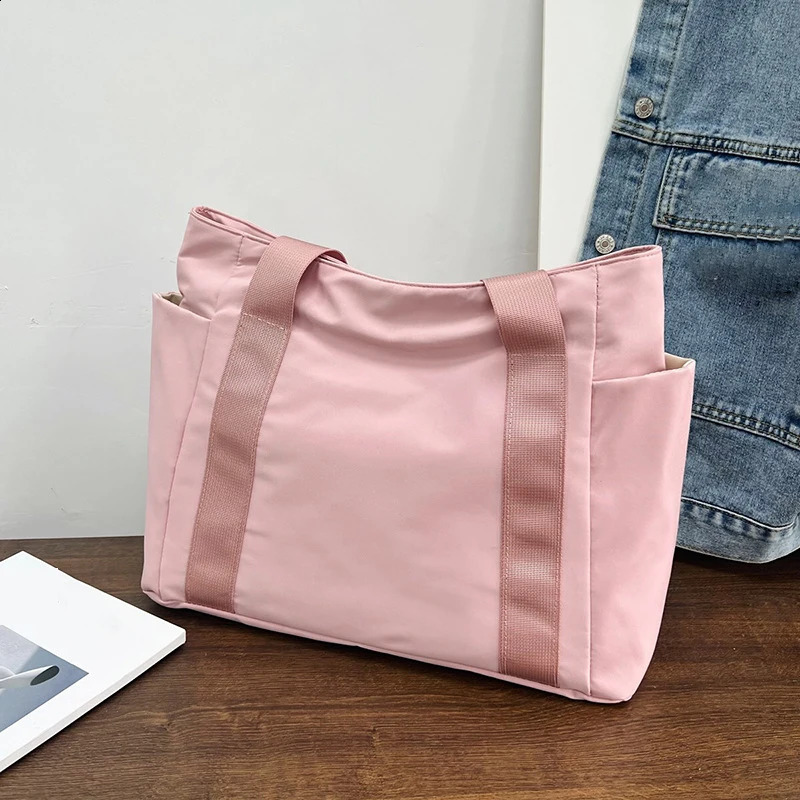 Large Capacity Nylon Tote Bags for Work Commuting Carrying Bag College Style Student Outfit Book Shoulder 240914