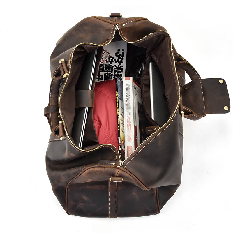 Free Shipping Vintage Men Genuine Leather Travel Tote Big Weekend Man Cowskin Duffle Bag Hand Lage Male Handbags Large 60cm Designer Bag Luxury Bag To