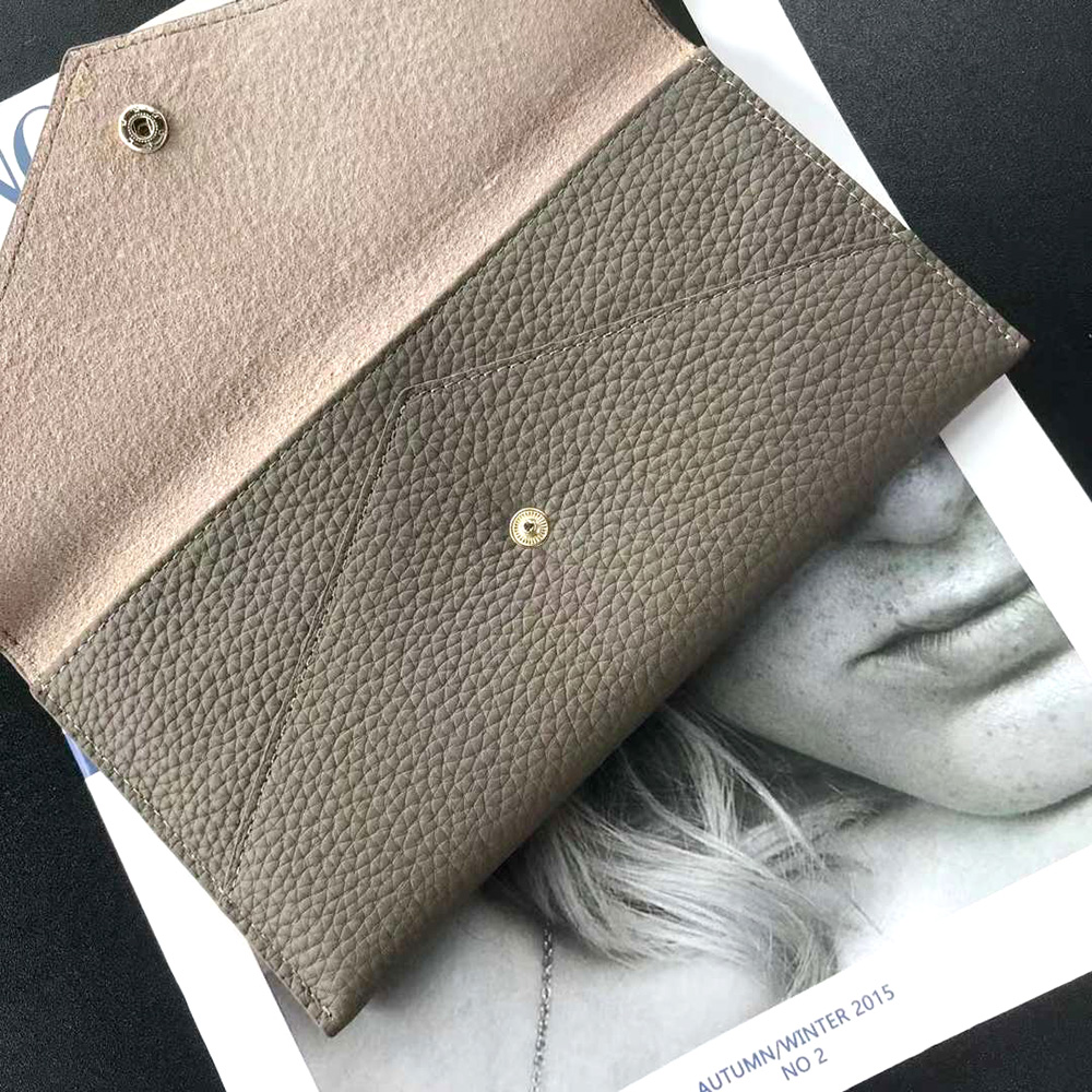 Genuine Leather Women Long Wallet Fashion Luxury Cowhide Slim Envelope Clutch Bag Daily Solid Female Card Holder Phone Purse