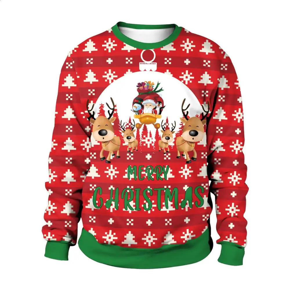Womens Ugly Christmas Sweater Knitted Fun Dog Head Pulling Flower Humpback Reindeer Climate S6Xl Mens Warm Jumping Top 240801