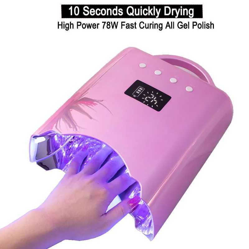 Cordless Rechargeable UV Nail Lamp Shinny Pink lamparas UV inalambricas para unas de gel UV Light for Gel Nails with Metal Base Y240801