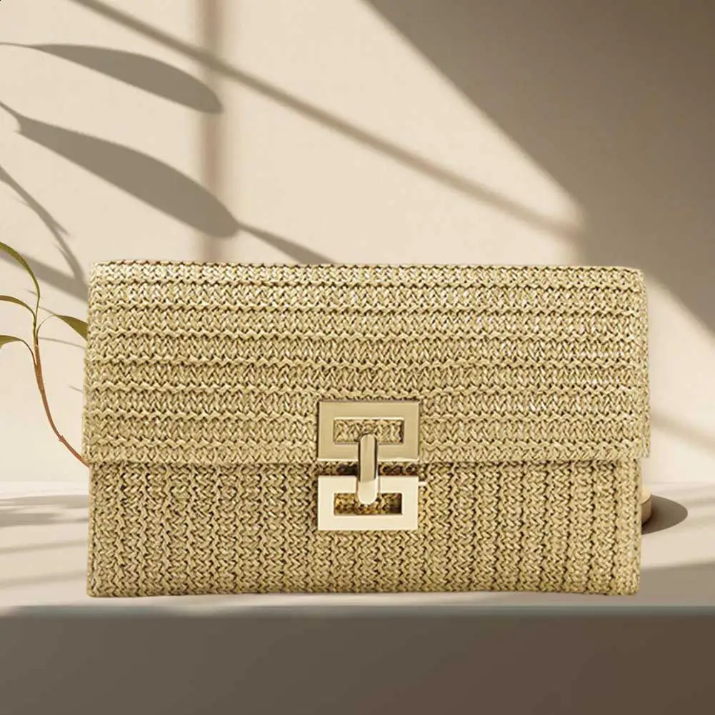 Women Crochet Beach Handbag Versatile Weaving Clutch Bag Simple Purse Female Party Wedding 240824Z