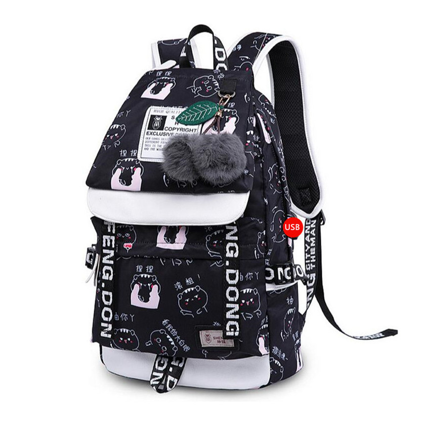 Fengdong korean style high school backpack for teenage girl fashion black white student girls backpack schoolbag cute book bag