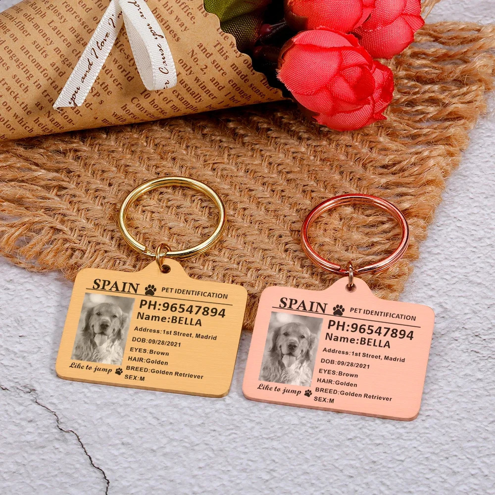 Personalized Dog ID Tag Custom Pet ID Card Identification Anti-lost Dog Cat Information Collar Stainless Steel for Puppy Plate 240801