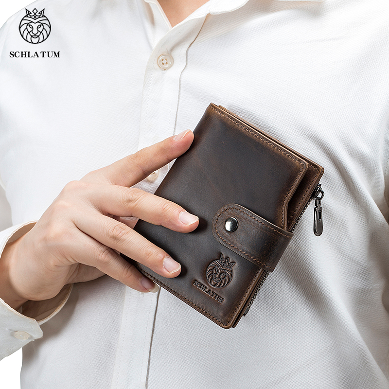 Classic Style Wallet Genuine Leather Short Male Purse RFID Card Holder Wallet Men Fashion High Quality