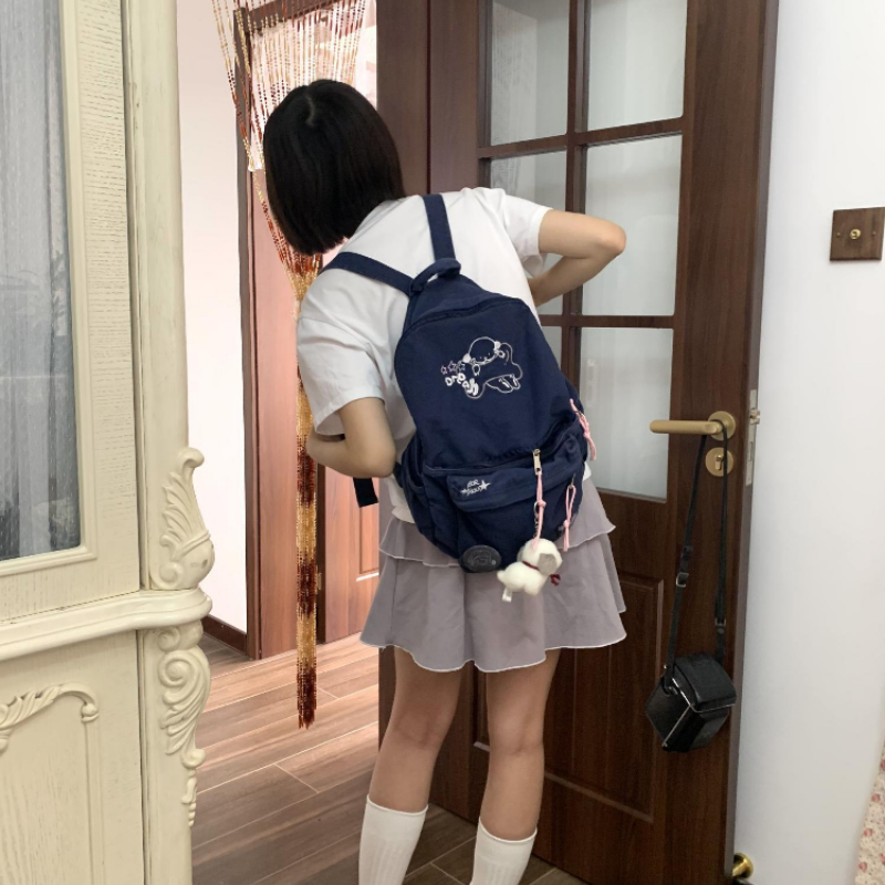 Japanese Preppy Sweet Cartoon Kawaii Backpack Streetwear Fashion Y2k Aesthetic Schoolbags Trendy Students Women Canvas Backpacks